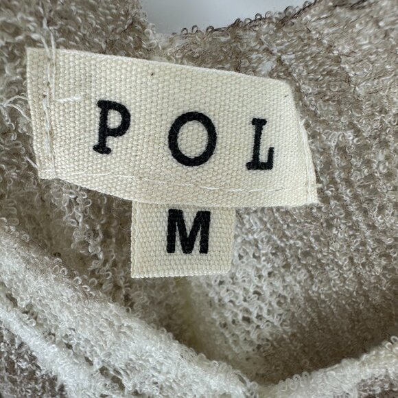 POL Open Knit Tie Dye Sweater M Relaxed Fit Lightweight Boho Tan Cream - Picture 3 of 7
